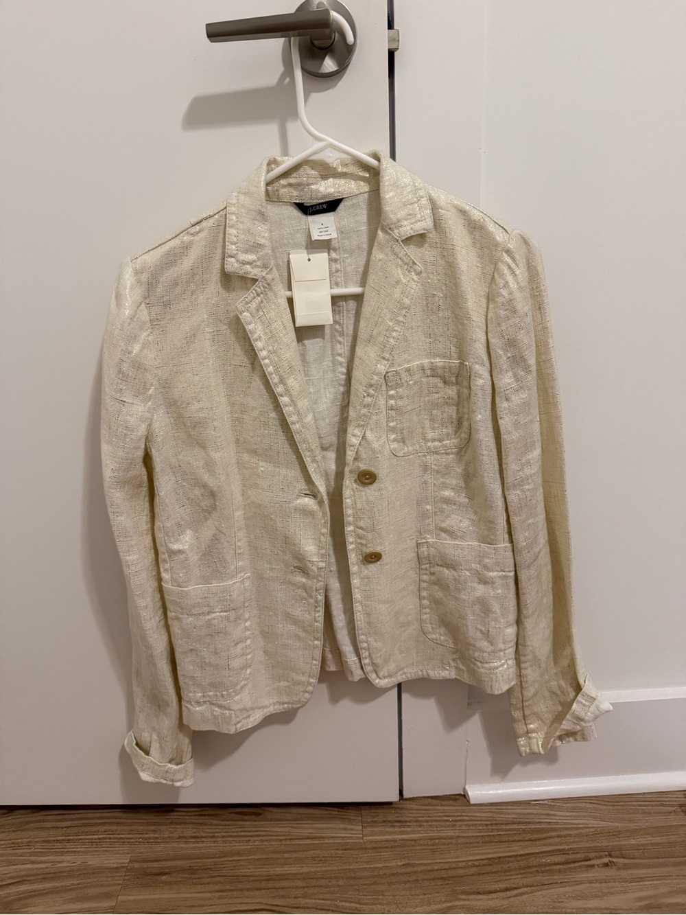 New J.Crew Women's Cream Linen Blend Blazer - Lightweight Casual Jacket